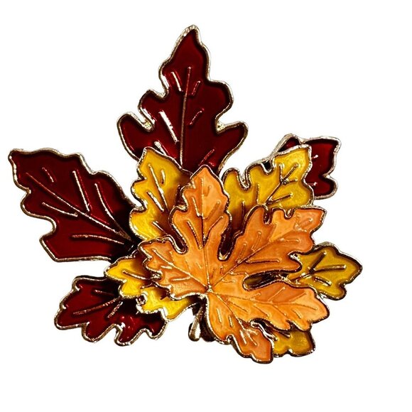 Autumn Leaves Lapel Pin Fall Harvest Brooch Badge Accessories Jewelry Gift Pin - Picture 1 of 8